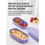 Kotak Makan Bento 2 Tingkat Kapasitas 850ML Praktis untuk Bekal Sekolah dan Kantor - Image 4