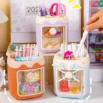 Organizer Meja Laci 2 Tingkat Penyimpanan Stationery Alat Tulis - Pink - Image 5