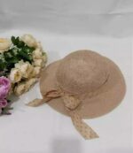 Topi Pantai Wanita Anti UV Motif Bunga Pita Polkadot Bisa Dilipat - CREAM - Image 6