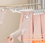 Hanger Gantungan Baju Celana Anti Slip dengan Klip Bahan Kawat Besi - Hitam - Image 2