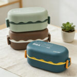 Kotak Makan Bento 2 Tingkat Kapasitas 850ML Praktis untuk Bekal Sekolah dan Kantor