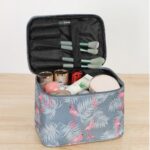 Tas Kosmetik Pouch Make Up Travel Motif Lucu 21x15x16 cm Multi Fungsi - Flamingo Abu