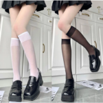 Kaos Kaki Stocking Transparan Wanita Modis Cocok Dipakai Seharian - Hitam - Image 4