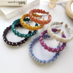 Bando Headband Wanita Mutiara Kerut Satin Pearl Fashion Korean Style - Image 6