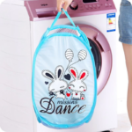 Keranjang Cucian Pakaian Baju Kotor Lipat Karakter Laundry Bag Nylon - Rabbit Biru - Image 4