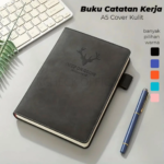 Buku Catatan Kerja Notebook A5 Cover Kulit Sintetis Elegan 100 Lembar - Coklat - Image 3