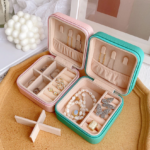 Box Penyimpanan Anting Kalung Aksesoris Perhiasan Simple Cantik Elegan - Pink - Image 4