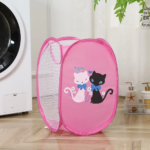 Keranjang Cucian Pakaian Baju Kotor Lipat Karakter Laundry Bag Nylon - Cat Pnk - Image 6