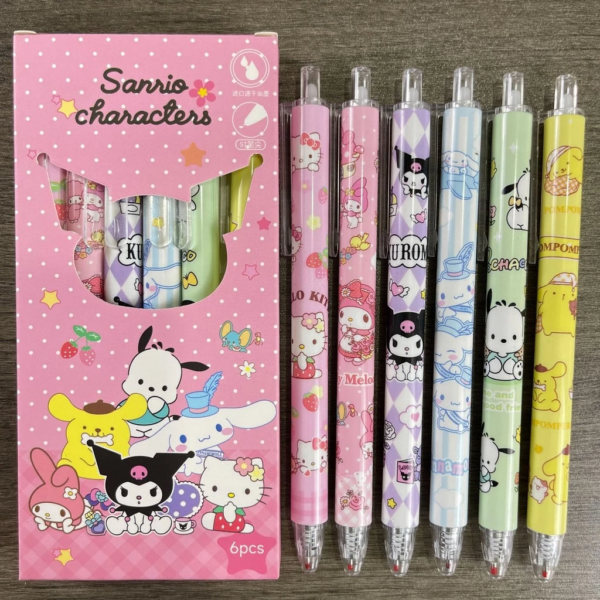 Pulpen Gel Mekanik Karakter Lucu 6 Pcs Set Alat Tulis Sekolah Kantor - Sanrio