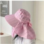 Topi Musim Panas Wanita Anti Sinar Matahari dengan Cadar Penutup Wajah - Ungu - Image 8