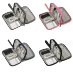 Pouch Dompet Travel Double Layers Mini Storage Organizer Cable Cord - Pink - Image 6