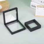 Jewelry Box Transparan Anti Debu Tempat Penyimpanan Perhiasan Ringkas - Alas Hitam