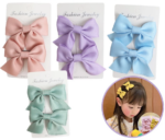 Jepit Rambut Pita Anak Lucu 2 in 1 Hair Pin Ribbon Cute Korea Style - Navy - Image 7