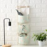 Storage Bag Gantung Kain Kanvas Organizer Storage 3 Sekat Korea - Hijau Flamingo - Image 5