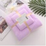 Set Handuk Mandi Badan Wajah 2 in 1 Motif Beruang Lucu Lembut Kado Gift - Ungu