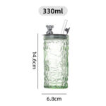 Tumbler Botol Minum Kaca Motif Kristal Aesthetic Tutup Beruang Sedotan - Hijau