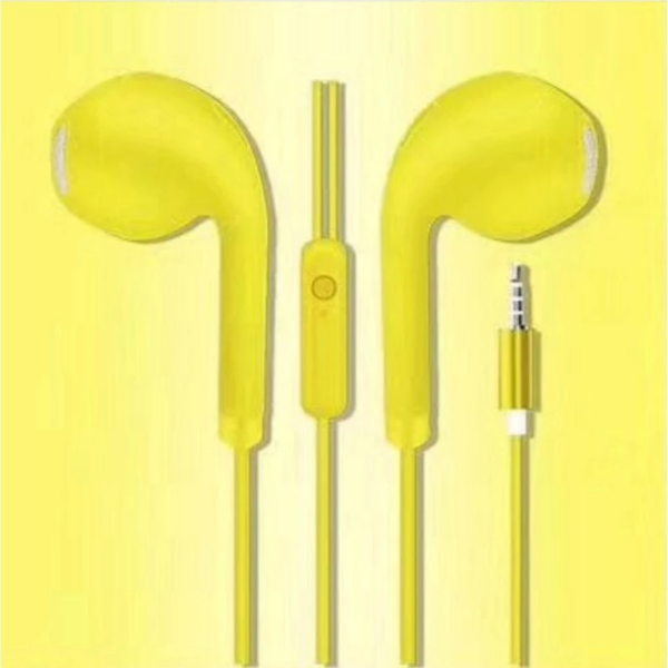 Earphone headset handsfree macaron u19 stereo kabel mate color mic - Kuning