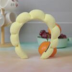 Bando Shell Busa Jumbo Fluffy Empuk Polos Bandana Cloud Style Gaya Korea - Cream - Image 4