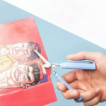 Gunting Lipat Mini Bentuk Pena Praktis Ringkas dan Mudah Dibawa - Biru - Image 4