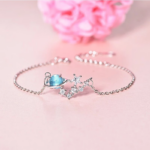 Gelang Titanium Alloy Wanita Korean Style Motif Planet Cantik Elegan - Planet Biru - Image 4