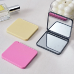 Cermin Lipat 2 Sisi Persegi Kaca Make Up Polos Mini Mirror Decor Sticker - Cream - Image 4