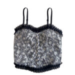 Croptop Lace Floral Retro Tanktop Wanita Gaya Korea - Hitam - Image 4