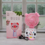 Kipas Angin Genggam Tangan Karakter Dengan Penyangga HP - Pink - Image 5