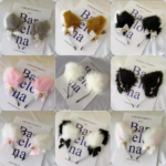 Bando Cosplay Bulu Bentuk Telinga Kucing Lonceng Pita Lucu Aesthetic - Pink - Image 3