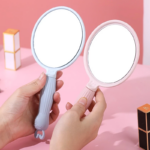 Cermin Makeup Perempuas Beauty Mirror Portbale Genggam Bulat Lucu - Pink - Image 4