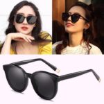 Kacamata Hitam Pantai Wanita Kekinian Korean Design Retro - Hitam Garis - Image 2