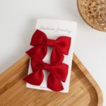 Jepit Rambut Pita Anak Lucu 2 in 1 Hair Pin Ribbon Cute Korea Style - Maroon