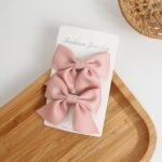 Jepit Rambut Pita Anak Lucu 2 in 1 Hair Pin Ribbon Cute Korea Style - Pink