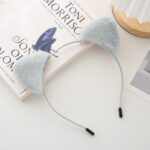 Bando Telinga Kucing Rambut Bandana Bulu Lucu Korean Style - Abu