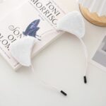 Bando Telinga Kucing Rambut Bandana Bulu Lucu Korean Style - Putih