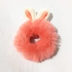 Ikat Rambut Anak Perempuan Telinga Kelinci Rabbit Bulu Halus Aesthetic - Peach