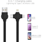Kabel Charger 3 in 1 Casan HP Micro USB Type C Lightning Fast Charging - Hitam - Image 5