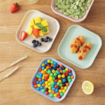 Piring Saji Snack Jerami Persegi Square Wheat Straw Anti Slip 13x13x2cm - Beige - Image 6