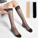 Kaos Kaki Stocking Transparan Wanita Modis Cocok Dipakai Seharian - Hitam - Image 2