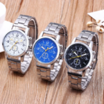 Jam Tangan Pria Wanita Strap Rantai Model Trendi Fashion Stylish Watch - Putih - Image 6