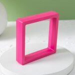 Jewelry Box Transparan Anti Debu Tempat Penyimpanan Perhiasan Ringkas - Alas Pink