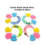 Mainan Rattle Genggam Kerincingan Teether Gigitan Empeng Bayi Baby Toys - Pink - Image 3