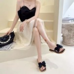 Sandal Selop Wanita Bahan Karet Dengan Model Pita Stylish - Hitam 40-41 - Image 7