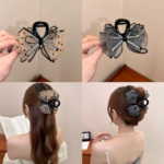 Jepit Rambut Pita Model Korea Dengan Model Berlian Cantik - Hitam - Image 3