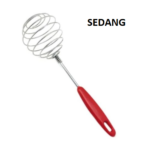 Alat Pengocok Telur Jamu Adonan Spiral Gagang Merah Stainless Steel - Spiral Sedang