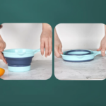 Gayung Mandi Lipat Serbaguna Silikon Portable Efisien Hemat Tempat - Biru Tua - Image 7