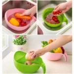 Wadah Baskom Cuci Beras Keranjang Sayur Buah Gagang Serbaguna - Image 7