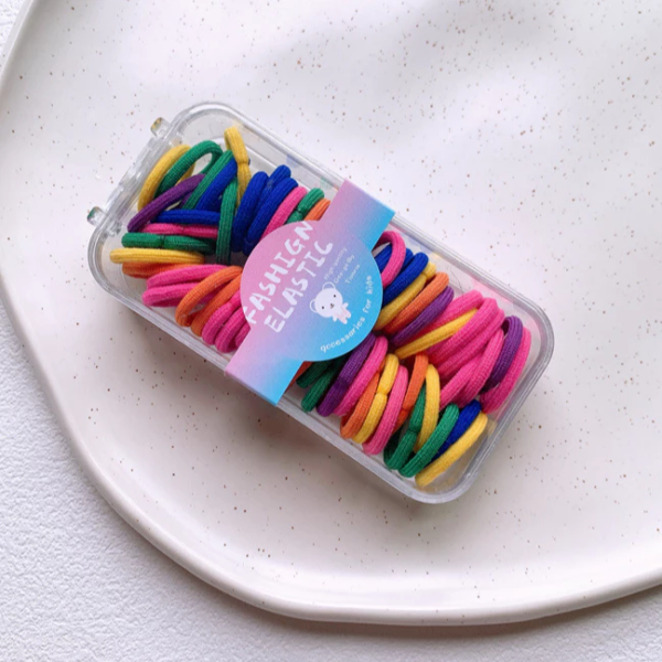 Kotak Ikatan Rambut Gaya Korea Kunciran Rambut Model Polos Warna Warni - kotak RGBtua