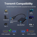 Kabel Converter HDMI to VGA VGA to HDMI Plus Audio Resolusi 1080p - HDMI VGA AUDIO - Image 8