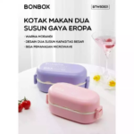 Kotak Makan Bento 2 Tingkat Kapasitas 850ML Praktis untuk Bekal Sekolah dan Kantor - Image 2