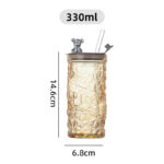 Tumbler Botol Minum Kaca Motif Kristal Aesthetic Tutup Beruang Sedotan - Orange